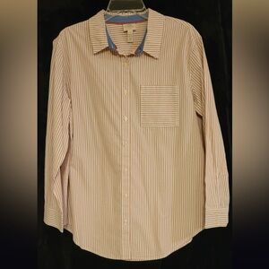 St. John's Bay Tan Casual Button Down Shirt Classic Design